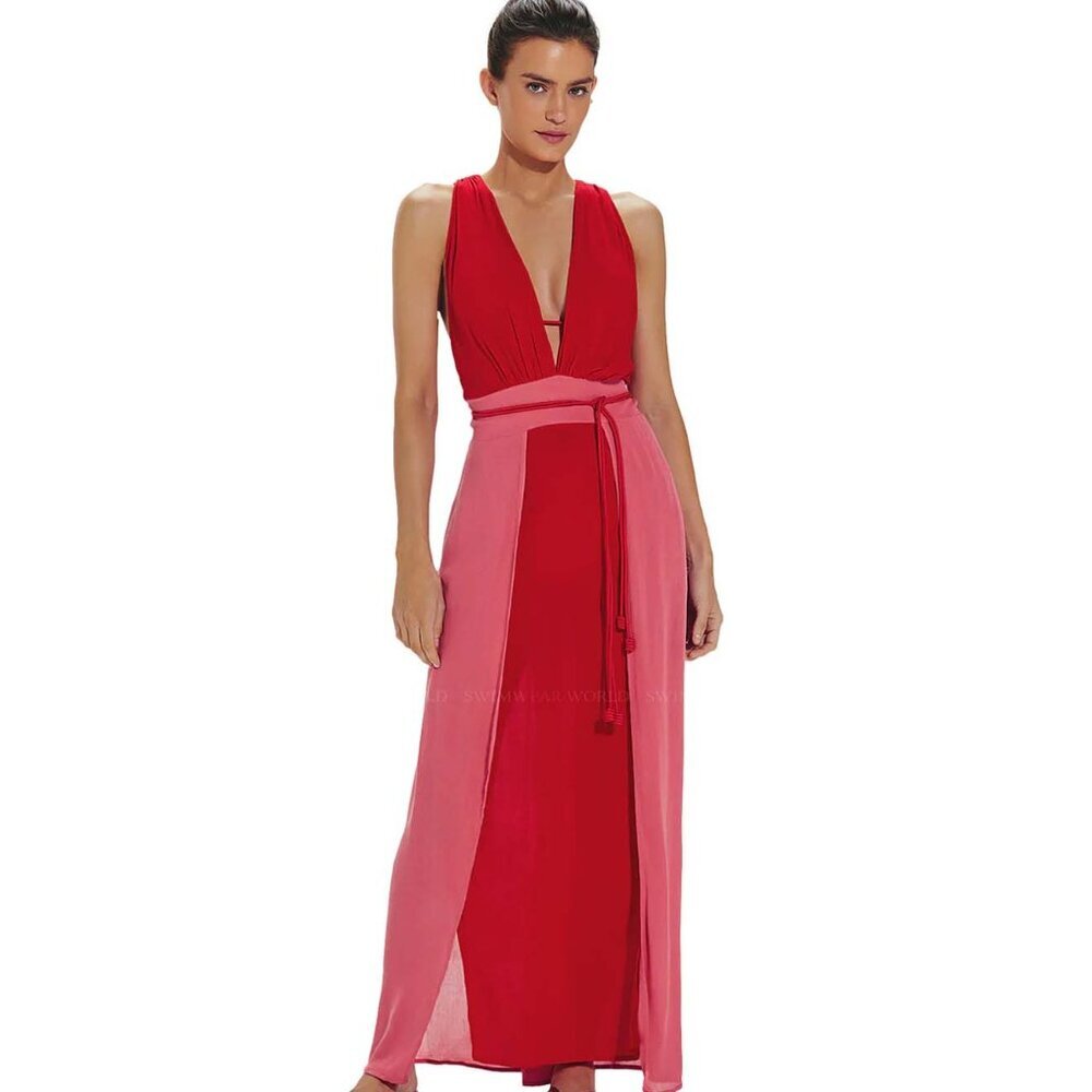 NWT VIX Paula Hermanny Solid Brigite Long Cover Up Dress Small S